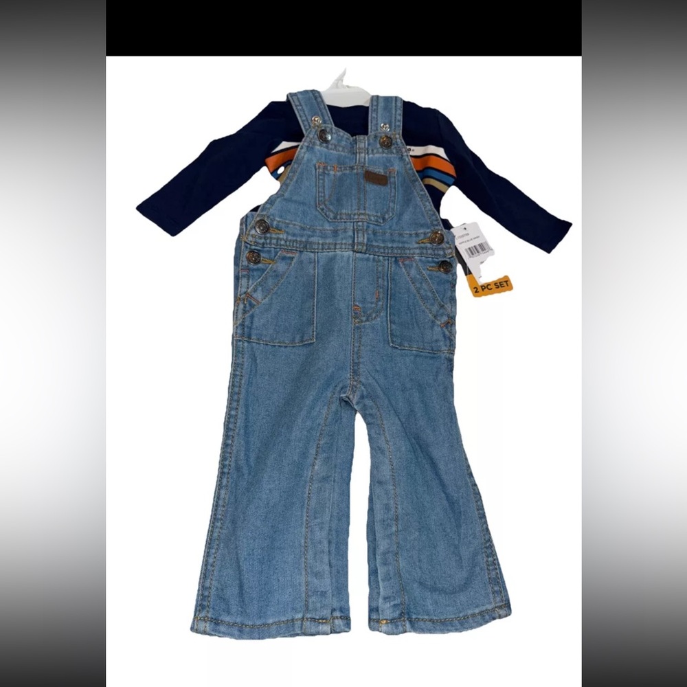 Lee Overalls With Matching Tee Very Cute Long Sleeve Size 0-3 Months Baby Boy